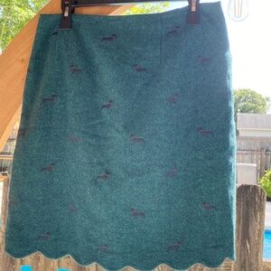 Talbots Wool-Blend Pencil Skirt Women 8 Embroidered dachshunds